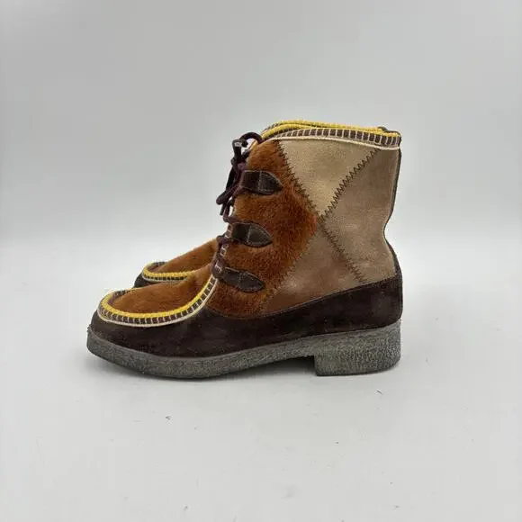 Vintage Fur Suede Quilted Moccasin Boots Moc Toe Women's 6 Made in Italy - Picture 5 of 14